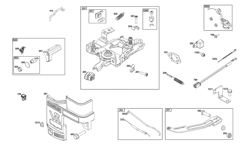 Controls Group Diagram and Parts List for 12V367-0150-F1  Briggs and Stratton Engine